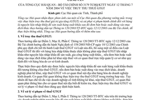 Công văn 3179/TCHQ-KTTT truy thu thuế GTGT