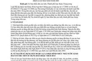Công văn 7760/TC-QLCS  thực hiện Luật Đất đai  2003