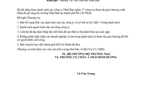 Công văn 3426/TM-KV1 doanh nghiệp NB tham dự giao thương đồ gỗ