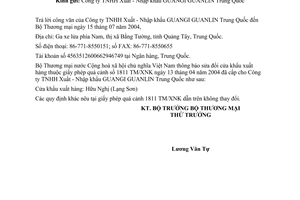 Công văn  3807 TM/XNK  sửa đổi cửa khẩu quá cảnh hàng hoá