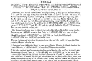 Công văn 3365/TCHQ-KTTT hướng dẫn thực hiện danh mục bảng giá kiểm tra