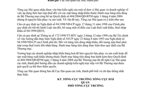 Công văn 3372/TCHQ-KTTT  thời hạn nộp thuế  hàng tiêu dùng