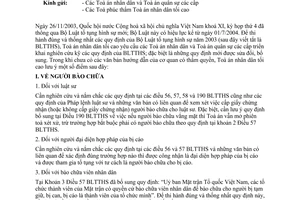 Công văn  117/2004/KHXX triển khai thi hành BLTTHS 2003