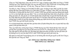 Công văn  2219 TCT/DNK  giá tính thuế hoạt động kinh doanh xe hai bánh gắn máy