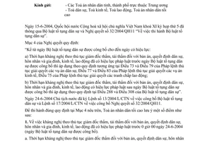 Công văn  118/2004/KHXX thi hành mục 4 NQ 32/2004/QH11
