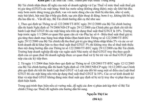Công văn 8159/TC/TCT  thuế suất thuế GTGTmặt hàng