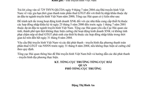 Công văn  3443TCHQ/KTTT  giải quyết thuế GTGT  dự án ngành truyền hình Việt Nam 2000