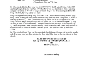 Công văn  3716/CV-NLDK  xác nhận TB chính HĐ TB toàn bộ dự án Đường dây và TBA