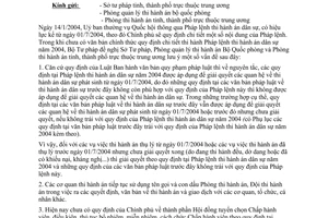 Công văn 135/TP-THA  Thi hành Pháp lệnh THADS 2004