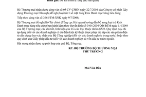 Công văn 3994/TM-XNK loại trừ khỏi Danh mục hàng tiêu dùng