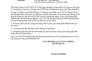 Công văn  3510/TCHQ-CNTT  thông báo thương nhân giải thể, thay đổi thông tin, thay đổi mã số XNK