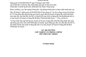 Công văn  3914/VPCP-CCHC  đính chính NQ  08/2004/NQ-CP