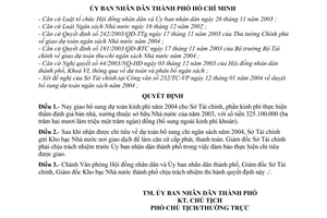 Quyết định 159/2004/QĐ-UB giao bổ sung chỉ tiêu dự toán chi ngân sách năm 2004 Sở Tài chính