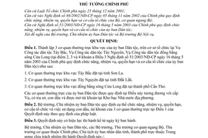 Quyết định 749/2004/QĐ-TTg thành lập 3 cơ quan thường trực khu vực ủy ban Dân tộc