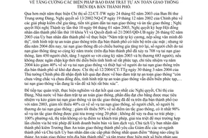 Chỉ thị 16/2004/CT-UB tăng cường  biện pháp bảo đảm trật tự an toàn giao thông địa bàn thành phố