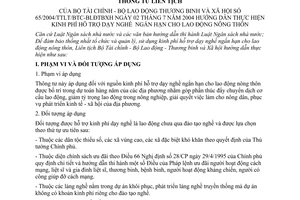 Thông tư liên tịch 65/2004/TTLT-BTC-BLĐTBXH hướng dẫn thực hiện kinh phí hỗ trợ dạy nghề ngắn hạn cho lao động nông thôn