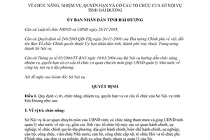 Quyết định 2620/2004/QĐ-UBND chức năng nhiệm vụ Sở Nội vụ Hải Dương