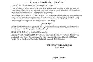 Quyết định 112/2004/QĐ-UB nhiệm vụ quyền hạn tổ chức bộ máy Sở Công nghiệp Lâm Đồng