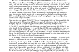 Chỉ thị 26/2004/CT-TTg tăng cường công tác phòng chống dịch sốt xuất huyết