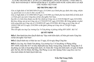 Quyết định 2331/2004/QĐ-BYT Quy trình kiểm dịch y tế biên giới nước Việt Nam