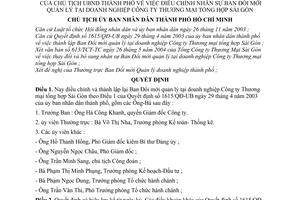 Quyết định 3402/QĐ-UB điều chỉnh nhân sự Ban Đổi mới quản lý tại doanh nghiệp Công ty Thương mại tổng hợp Sài Gòn