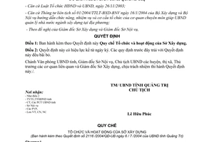 Quyết định 2116/2004/QĐ-UB Tổ chức và hoạt động của Sở Xây dựng Quảng Trị