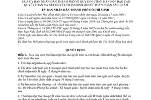 Quyết định 164/2004/QĐ-UB thời hạn nộp báo cáo quyết toán xét duyệt, thẩm định quyết toán ngân sách năm