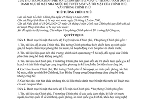 Quyết định 123/2004/QĐ-TTg danh mục bí mật nhà nước độ Tuyệt mật Tối mật Chính phủ, Văn phòng Chính phủ