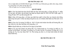 Quyết định 2365/2004/QĐ-BYT  Quy chế trang phục y tế