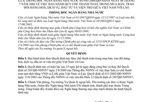 Quyết định 845/2004/QĐ-NHNN Quy chế thanh toán mua bán, trao đổi hàng hoá, dịch vụ, đầu tư và viện trợ giữa Việt Nam-Lào
