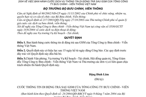 Quyết định 28/2004/QĐ-BBCVT bảng cước thông tin di động trả sau GSM Tổng Công ty Bưu chính-Viễn thông Việt Nam