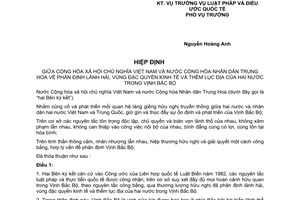 Hiệp định phân định lãnh hải vùng đặc quyền kinh tế thềm lục địa của hai nước trong Vịnh Bắc Bộ giữa Việt Nam Cộng hòa nhân dân Trung Hoa 2004