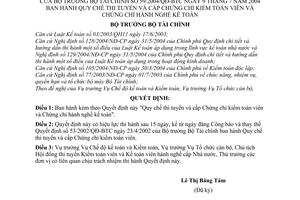 Quyết định 59/2004/QĐ-BTC Quy chế thi tuyển cấp Chứng chỉ kiểm toán viên Chứng chỉ hành nghề kế toán