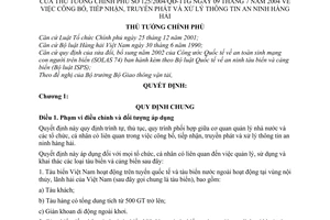 Quyết định 125/2004/QĐ-TTg công bố, tiếp nhận, truyền phát  xử lý thông tin an ninh hàng hải