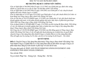 Quyết định 31/2004/QĐ-BBCVT chuyển Công ty Xây dựng Bưu điện thành Công ty cổ phần Đầu tư Xây dựng