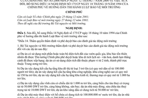 Nghị định 143/2004/NĐ-CP hướng dẫn Luật Bảo vệ môi trường sửa đổi NĐ175/CP