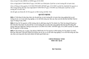 Quyết định 113/QĐ-UB năm 2004 thu phí bảo vệ môi trường nước thải công nghiệp Bắc Ninh