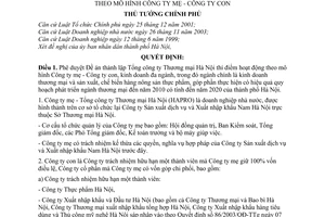 Quyết định 129/2004/QĐ-TTg thành lập Tổng công ty Thương mại Hà Nội thí điểm hoạt động mô hình Công ty mẹ - con