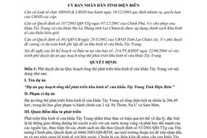 Quyết định 32/2004/QĐ-UBND Quy hoạch phát triển khu kinh tế cửa khẩu Tây Trang Điện Biên