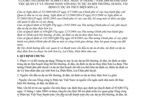 Thông tư 70/2004/TT-BTC hướng dẫn quản lý thanh toán vốn đầu tư dự án bồi thường di dân tái định cư thủy điện Sơn La