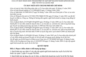 Quyết định 174/2004/QĐ-UB sắp xếp ngành nghề kinh doanh dọc tuyến Xa lộ Hà Nội