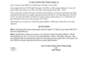 Quyết định 72/2004/QĐ-UBND duyệt đề án tăng cường nguồn nhân lực ngành y tế Nghệ An