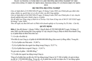 Quyết định 61/2004/QĐ-BCN chuyển Công ty Điện tử Biên Hoà thành Công ty cổ phần sửa đổi 229/2003/QĐ-BCN