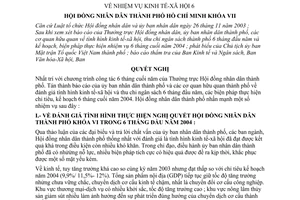 Nghị quyết 14/2004/NQ-HĐ nhiệm vụ kinh tế - xã hội 6 tháng cuối năm 2004