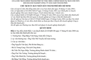 Quyết định 3570/QĐ-UB điều chỉnh nhân sự Ban chuyển đổi doanh nghiệp Công ty Dầu khí thành phố