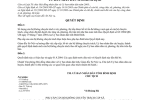 Quyết định 69/2004/QĐ-UB số lượng chế độ phụ cấp cán bộ không chuyên trách