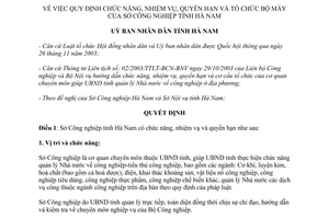 Quyết định 955/2004/QĐ-UB chức năng nhiệm vụ quyền hạn Sở Công nghiệp Hà Nam