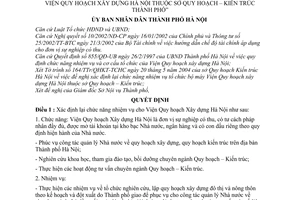 Quyết định 110/2004/QĐ-UB xác định lại chức năng nhiệm vụ Viện Quy hoạch xây dựng Hà Nội thuộc Sở Quy hoạch – Kiến trúc Thành phố”