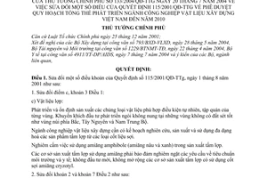 Quyết định 133/2004/QĐ-TTg Quy hoạch tổng thể phát triển ngành công nghiệp vật liệu xây dựng Việt Nam đến 2010