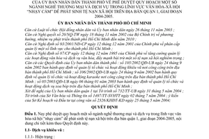 Quyết định 181/2004/QĐ-UB  quy hoạch ngành nghề thương mại dịch vụ văn hóa-xã hội "nhạy cảm" dễ phát sinh tệ nạn xã hội quận 1,2004-2005